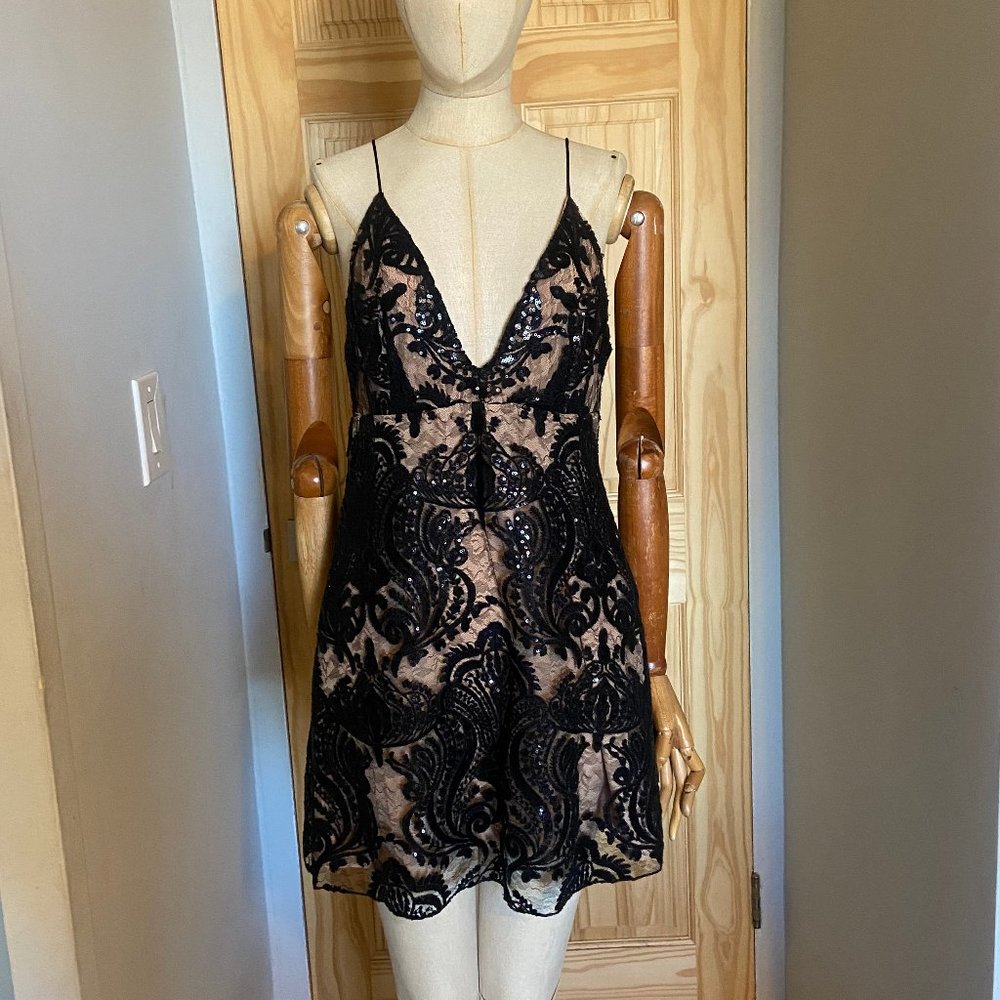 Free People Black Sequin Mini Dress